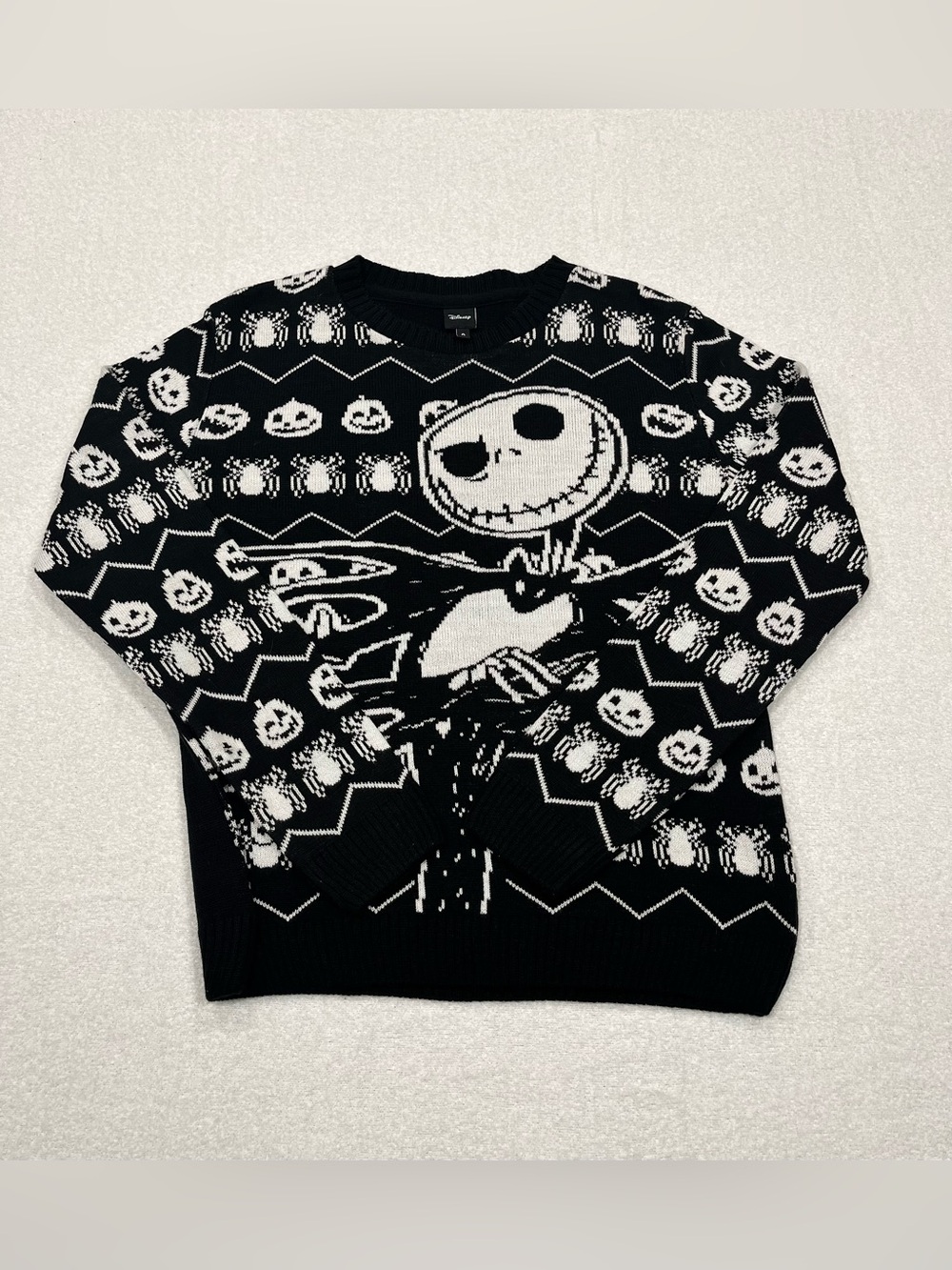 Disney Black & White Jack Skellington Holiday Crewneck Sweater